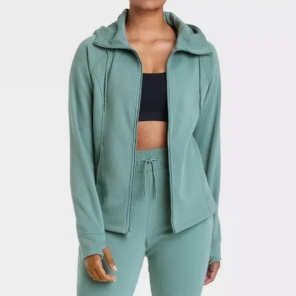 Women's Fleece Full Zip Hooded Sweatshirt - All in Motion Jade Size L nwt - Picture 1 of 4